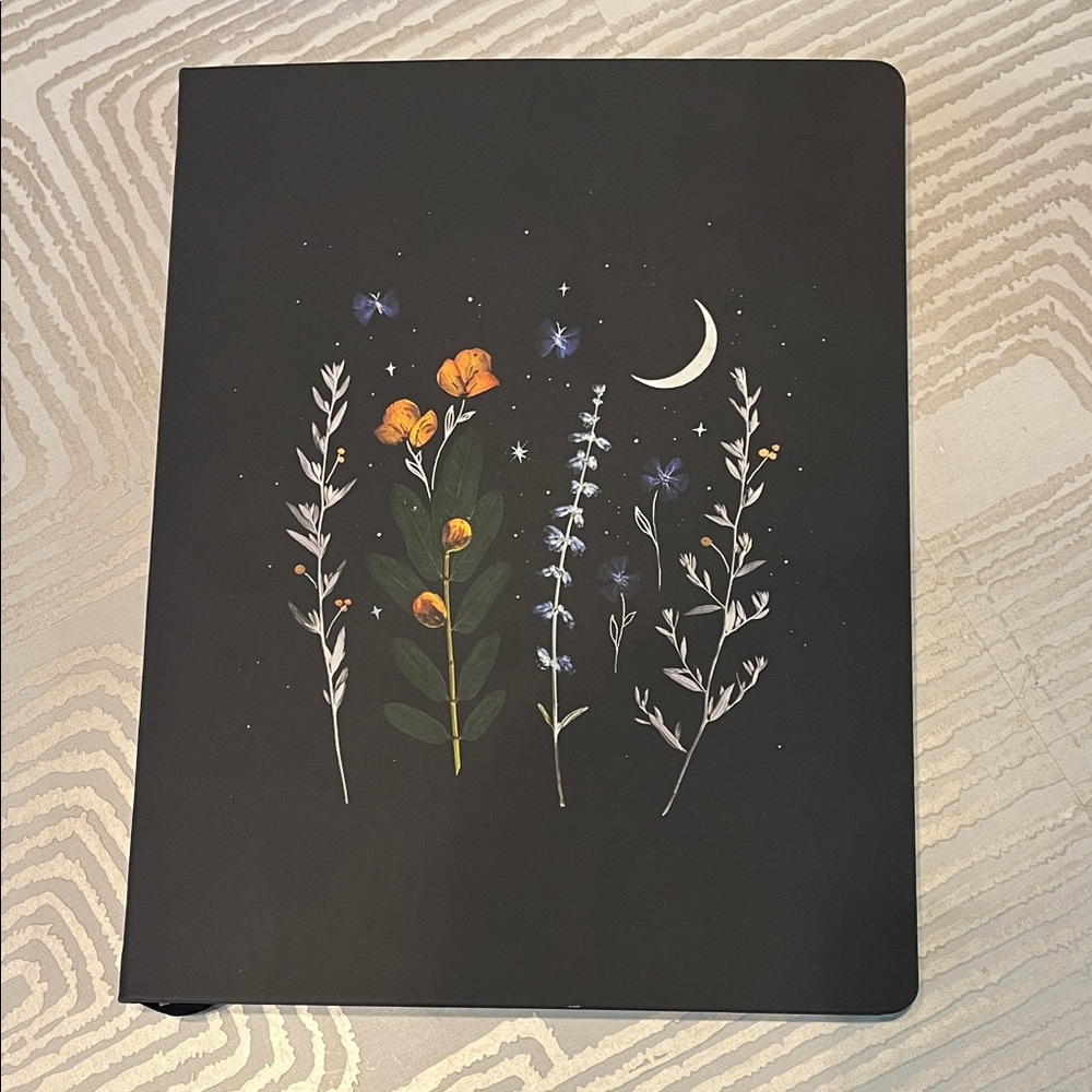 Denik 5 in. W X 8 in. L Sewn Bound Black Flowering of Conciousness Notebook